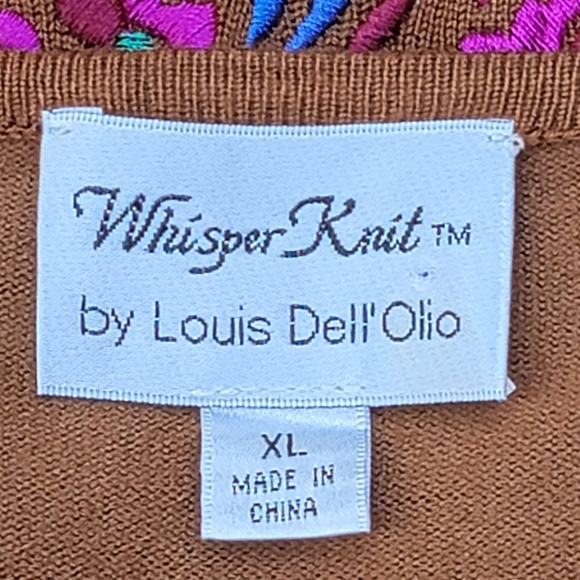 Whisper Knit QVC Italy Caramel Knit Sweater Embroidery Sleeves Women's Size XL - Picture 7 of 13